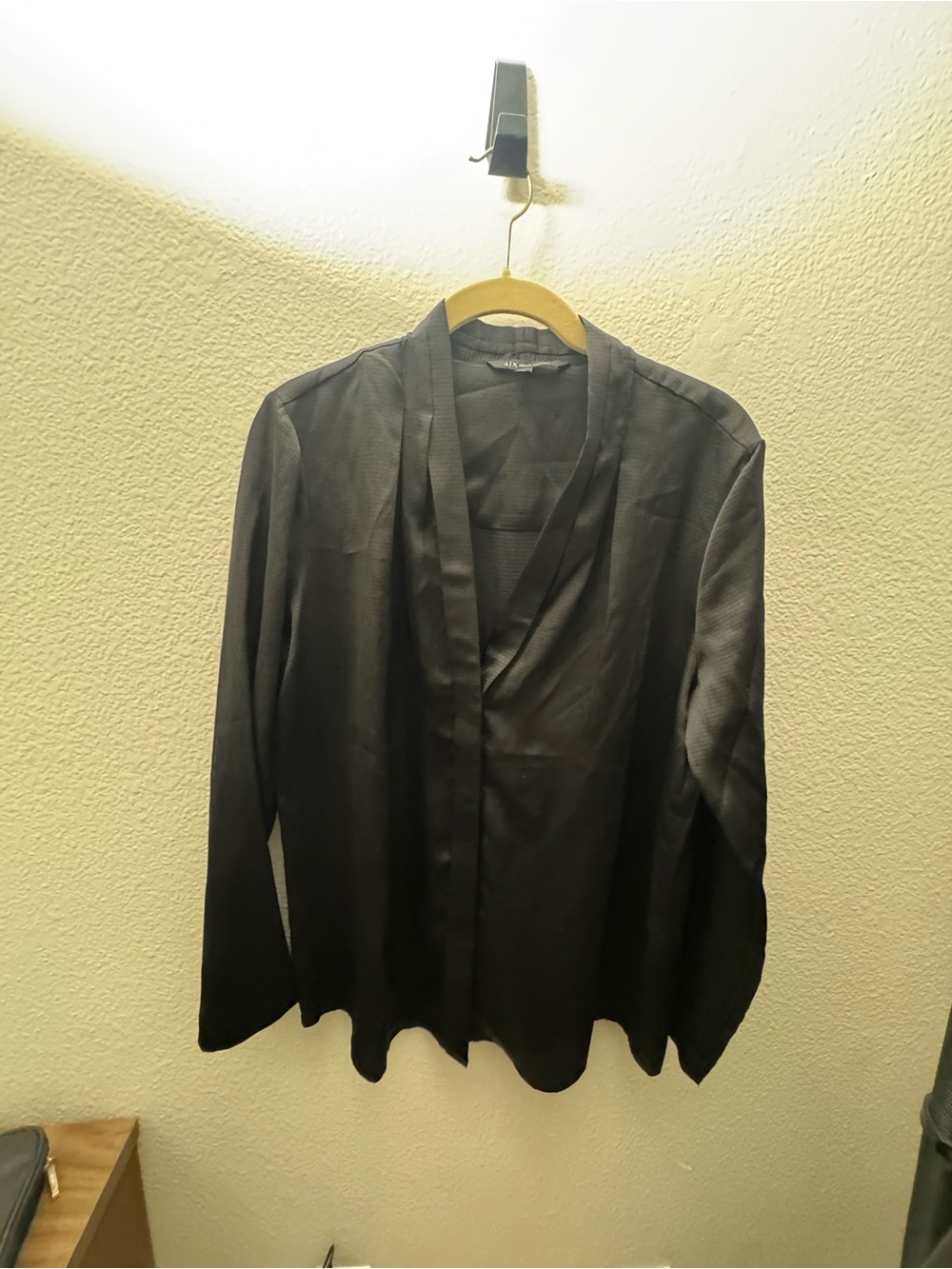Armani Exchange Hammered Satin V-Neck Blouse Medium